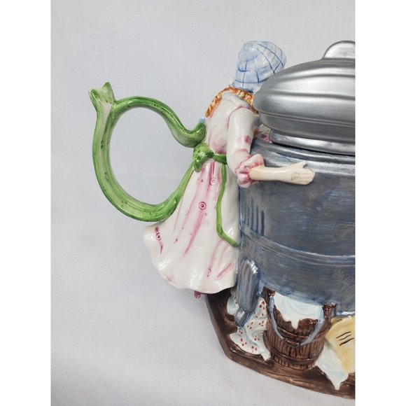 Vintage Collections Etc 8" Handmade Ceramic Teapot Old Ringer Washer - Picture 7 of 11